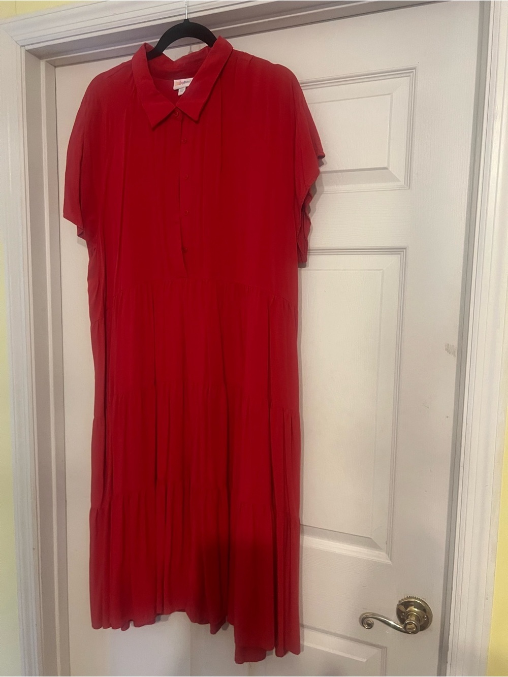 LuLaRoe Bright Red Helene Dress 2XL